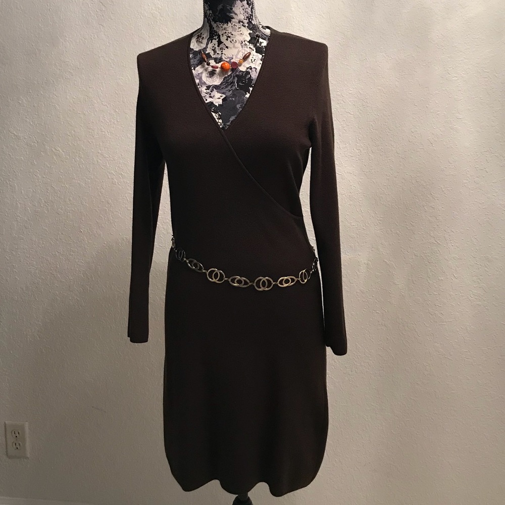 Ann Taylor Brown Dress INCLUDES necklace and belt